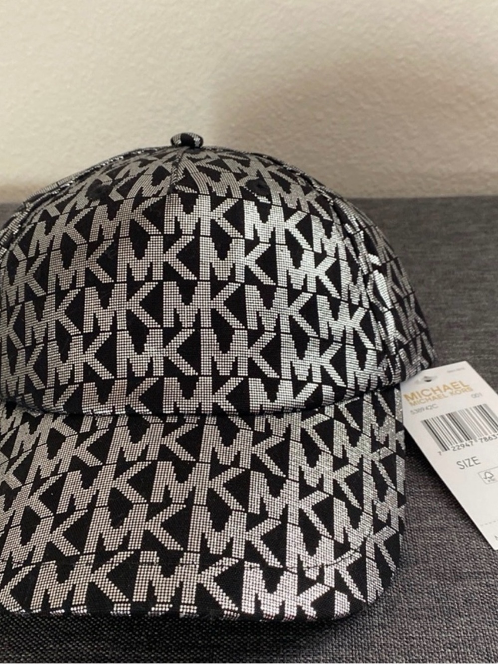 Michael Kors Black Cap with Silver MK Monogram